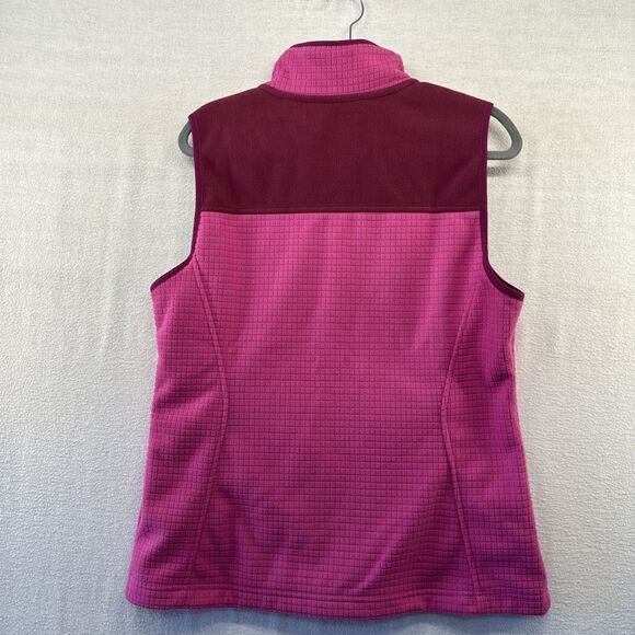 Lands End Full Zip Vest Womens Size M 10-12 Pink Colorblock Polartec Warm Pocket - Picture 7 of 8